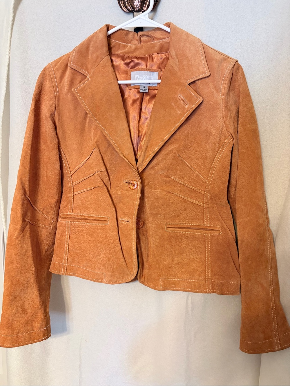 Vintage Wilsons Leather Suede Blazer Women's Cropped Tailored Jacket
